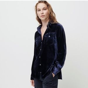 J. Crew navy velvet button down